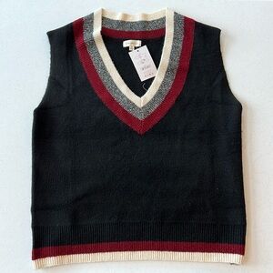 Sweater Vest - NWT - Size Small. Black with red, gray and cream piping.